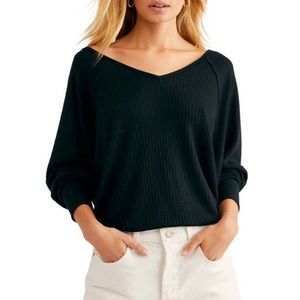 NEW! Free People Santa Clara Thermal Top in Black